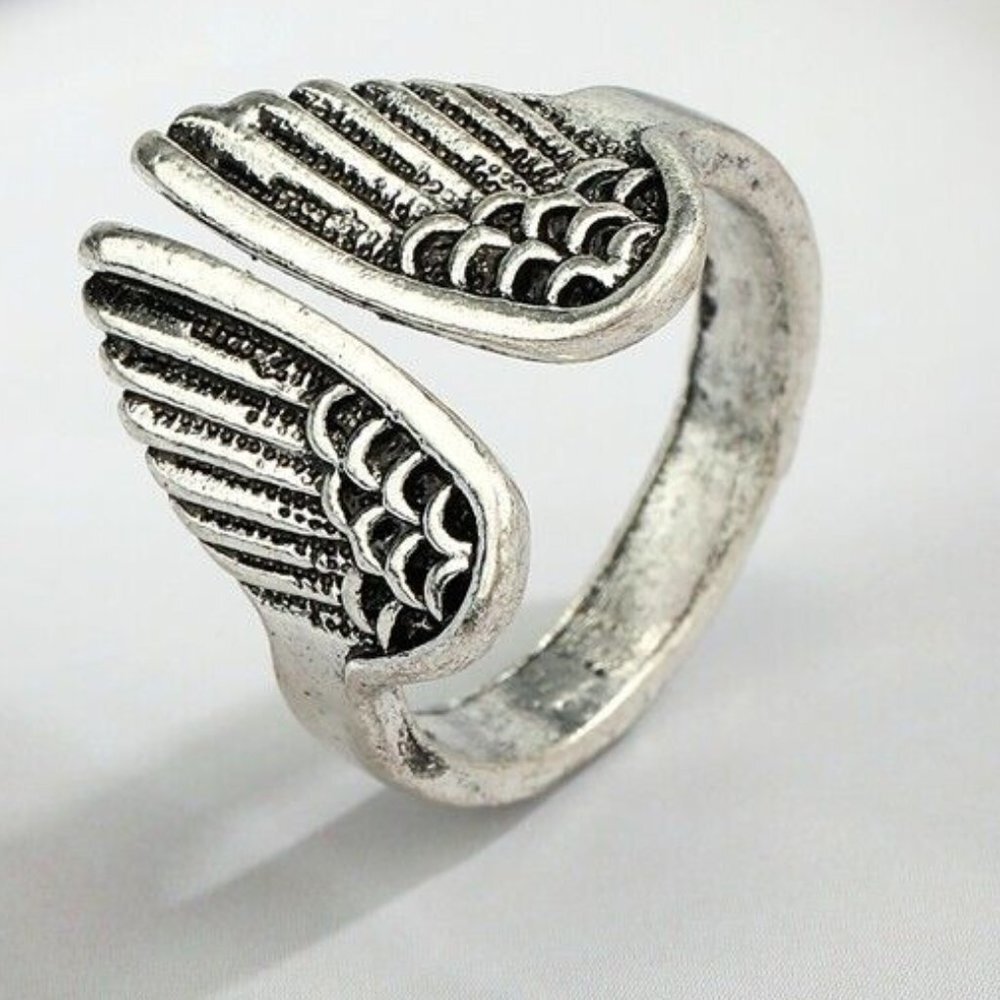 5/$20 Angel Wings Metal Ring Saint Protection Gift Cherub